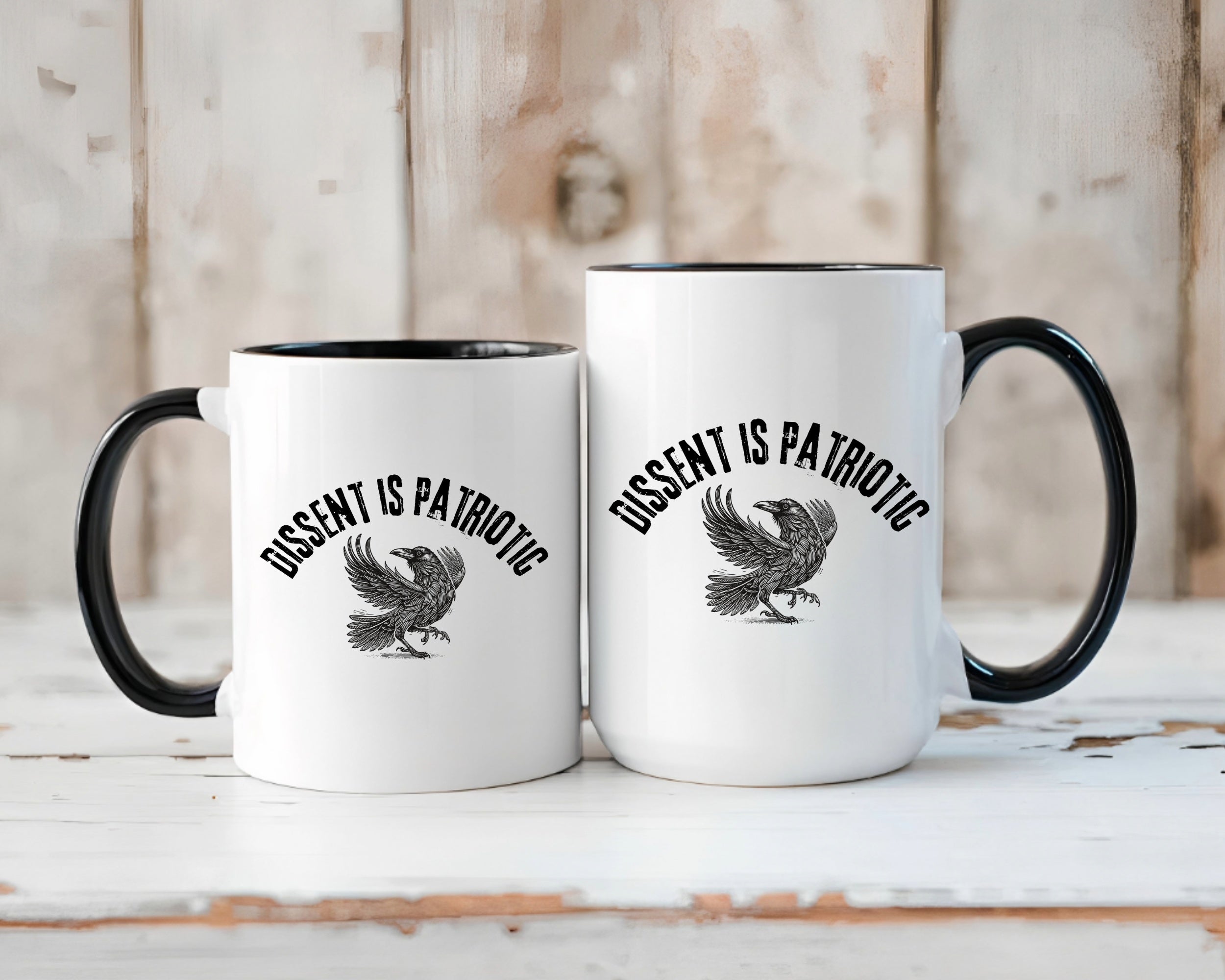 Dissent Is Patriotic Mug – Black Crow Graphic | Unisex Protest Drinkware | Activist Gift
