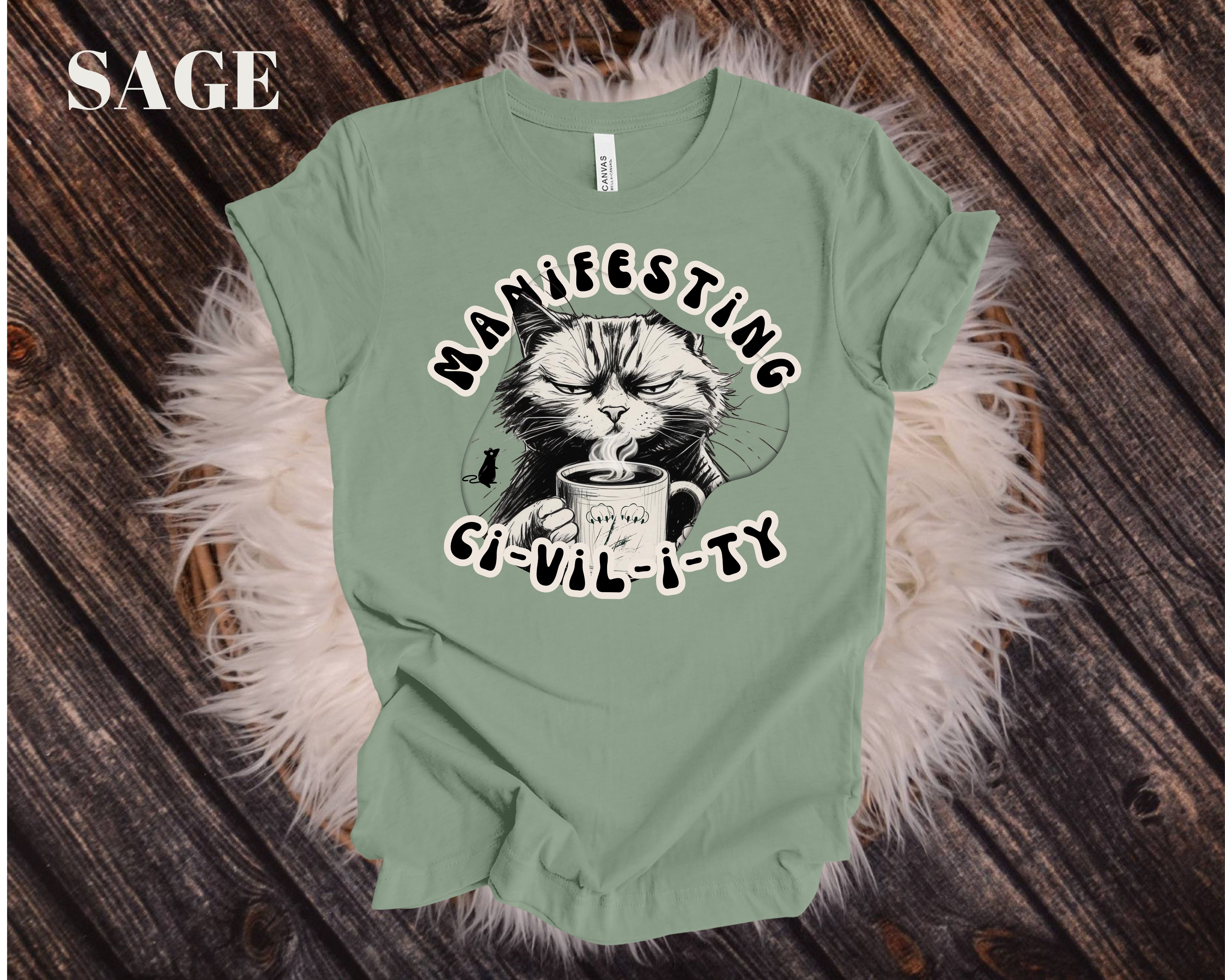 Funny Cat Mom Tee for Coffee Lovers - Sarcastic Liberal Shirt with Hilarious Quote