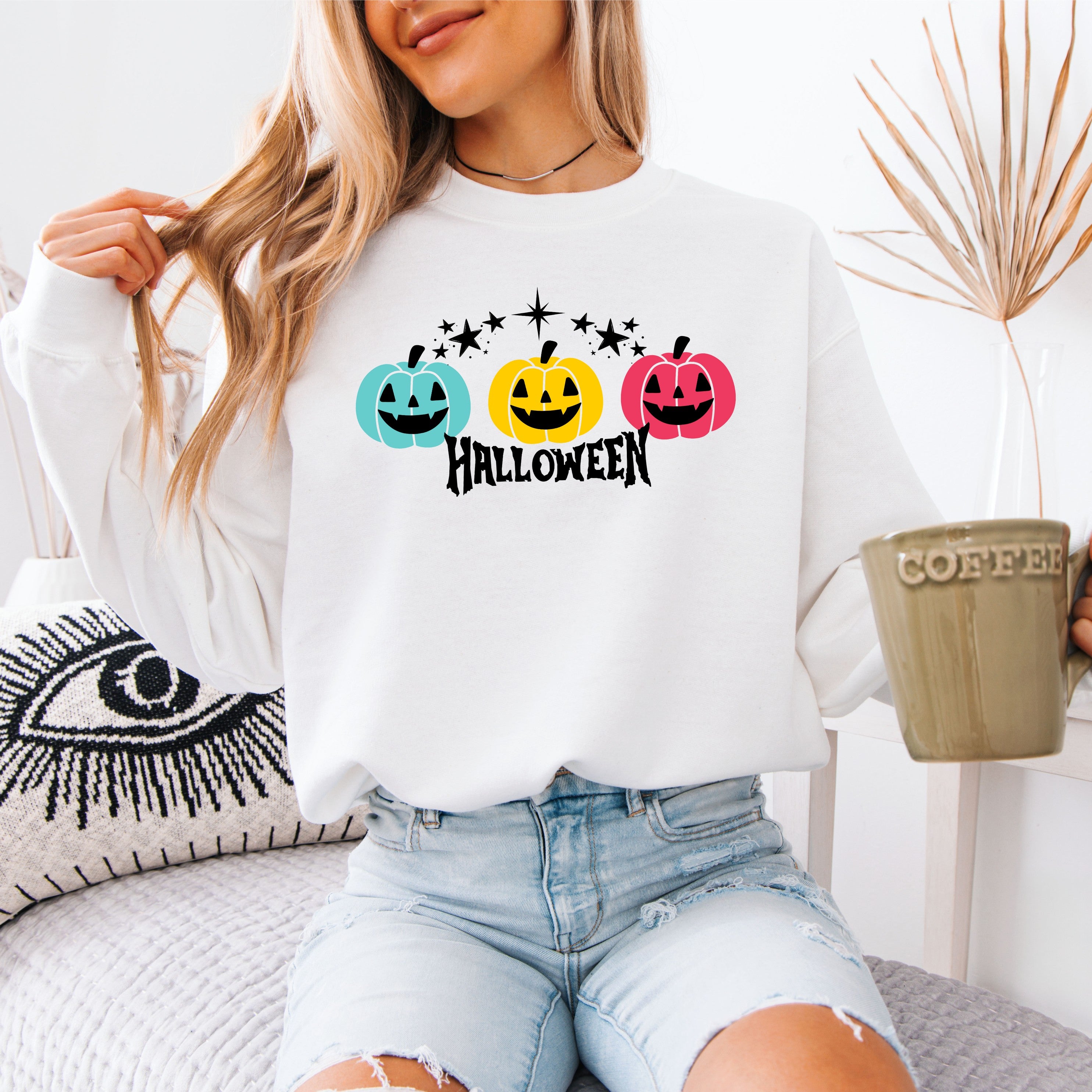 Fun Halloween Shirt - Pumpkin Design Sweatshirt for October Festivities