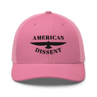 Retro Trucker Hat – “American Dissent” Embroidered | Patriotic Statement Cap | Vintage Mesh Back Hat