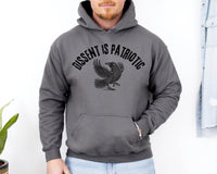 Dissent Is Patriotic Hoodie – Black Crow Graphic | Protest Apparel | Unisex Statement Sweatshirt