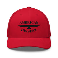 Retro Trucker Hat – “American Dissent” Embroidered | Patriotic Statement Cap | Vintage Mesh Back Hat