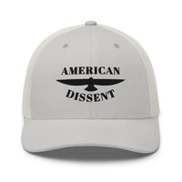 Retro Trucker Hat – “American Dissent” Embroidered | Patriotic Statement Cap | Vintage Mesh Back Hat