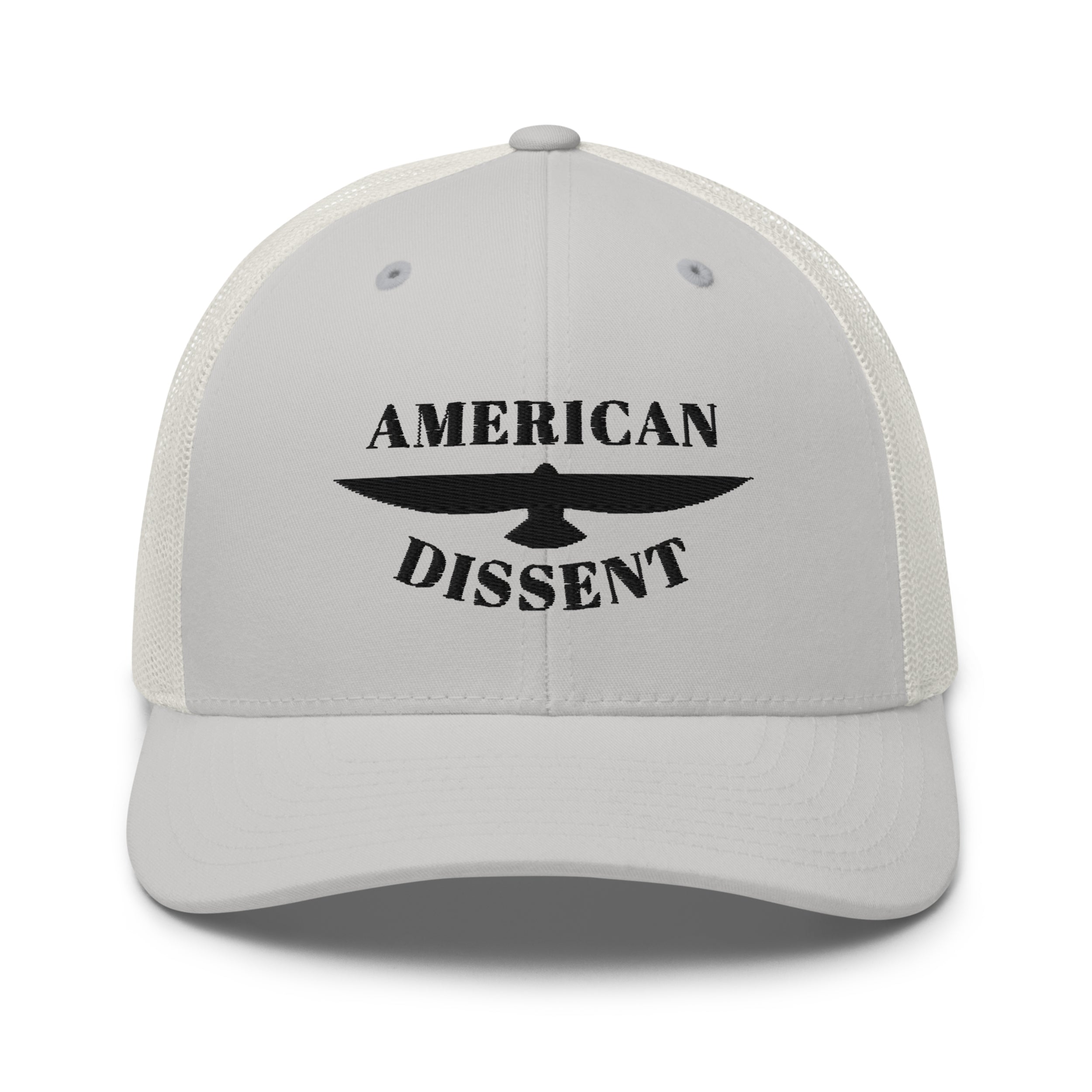 Retro Trucker Hat – “American Dissent” Embroidered | Patriotic Statement Cap | Vintage Mesh Back Hat