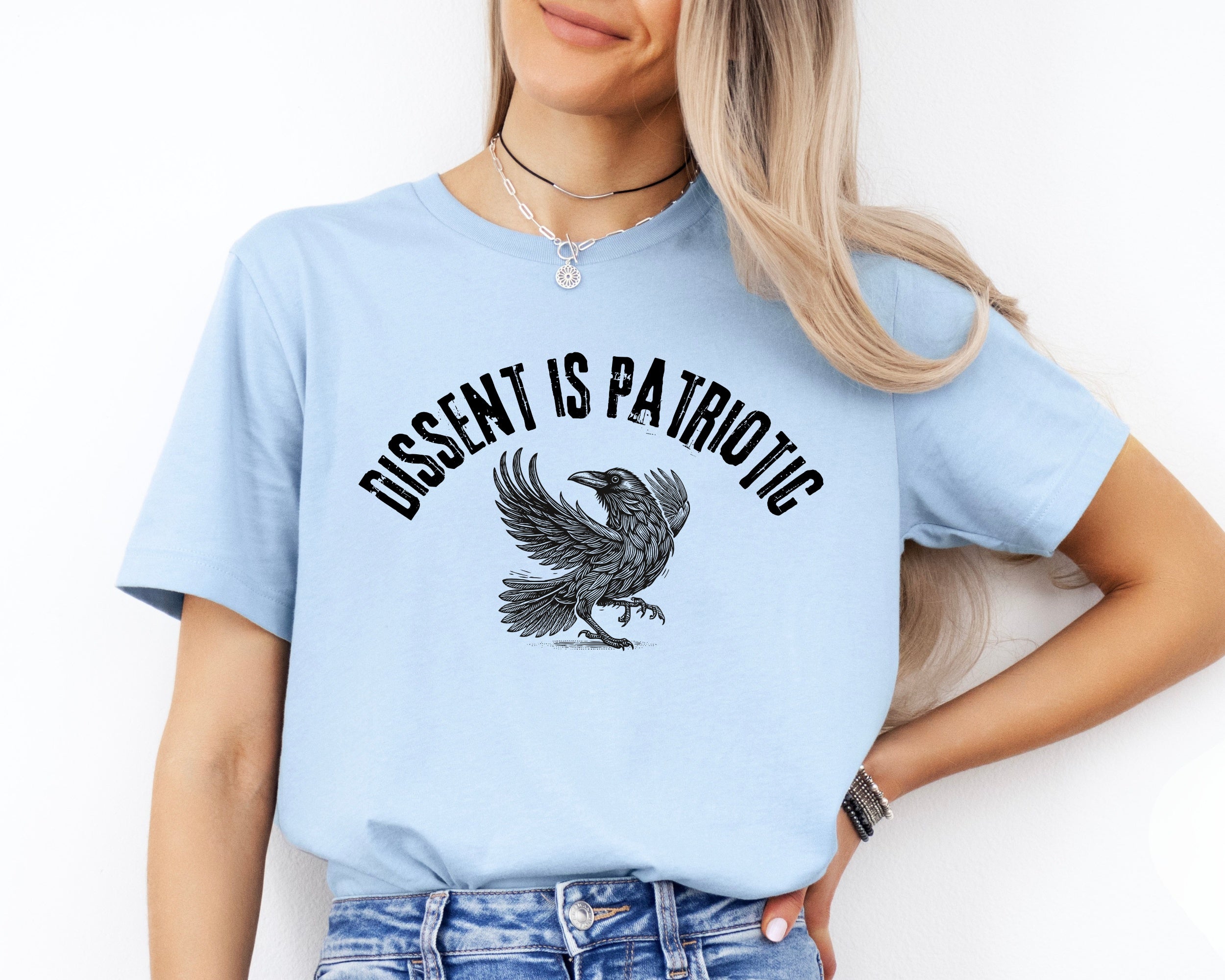 Dissent Is Patriotic T-Shirt – Black Crow Graphic | Unisex Protest Tee