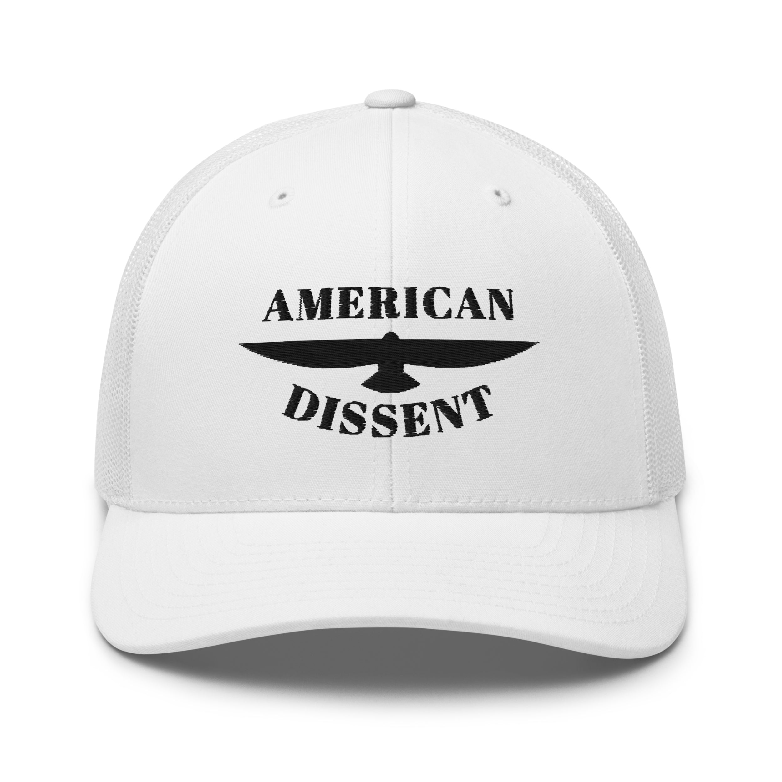 Retro Trucker Hat – “American Dissent” Embroidered | Patriotic Statement Cap | Vintage Mesh Back Hat