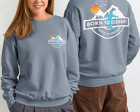 Born to Dissent Ski Graphic Sweatshirt – Activist Streetwear for Rebels, Unisex garment-dyed fleece crewneck sweatshirt