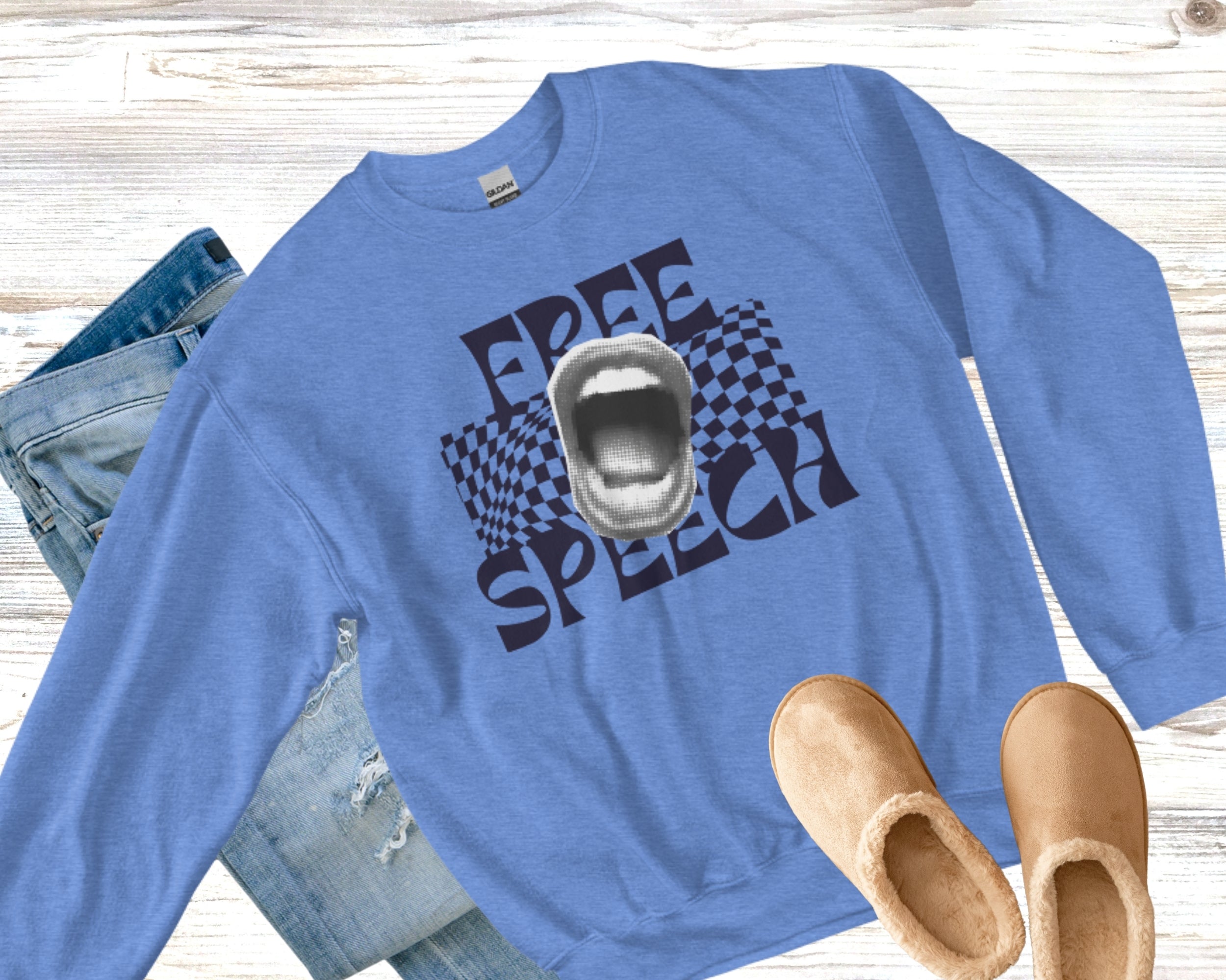 Retro "Free Speech" Sweatshirt – Bold Graphic Pullover, Unisex Streetwear Sweatshirt