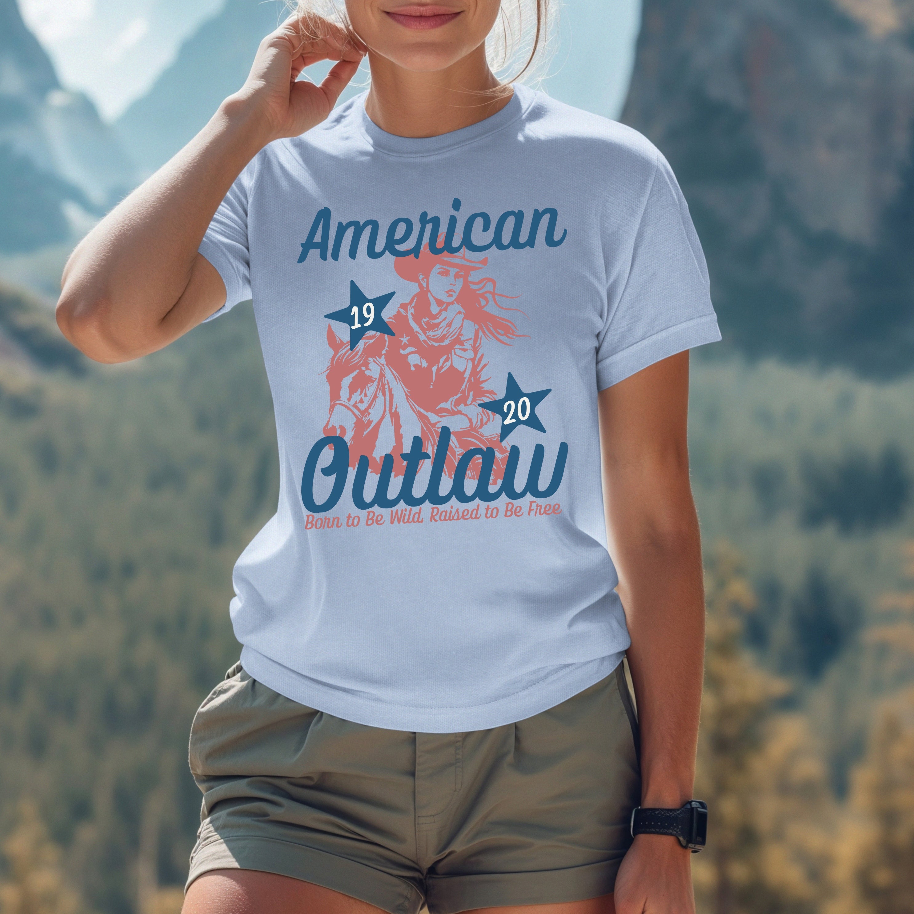 Country Western Cowgirl Tee for Patriotic Women - Outlaw America Shirt