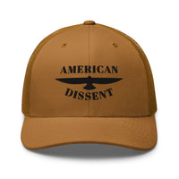 Retro Trucker Hat – “American Dissent” Embroidered | Patriotic Statement Cap | Vintage Mesh Back Hat