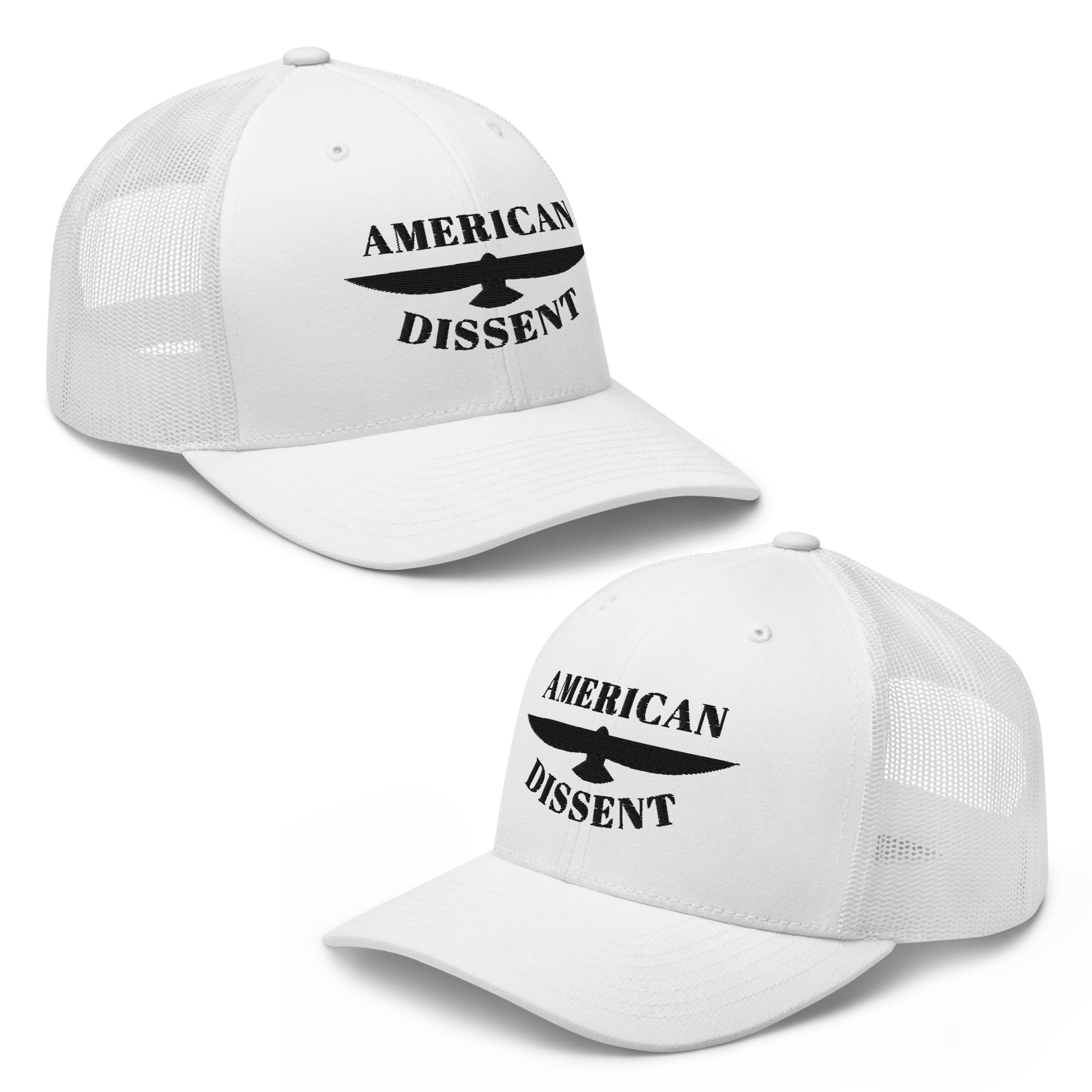 Retro Trucker Hat – “American Dissent” Embroidered | Patriotic Statement Cap | Vintage Mesh Back Hat