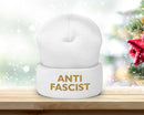 Antifascist Embroidered Beanie – Activist Winter Hat, Political Statement Knit Cap