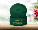 Antifascist Embroidered Beanie – Activist Winter Hat, Political Statement Knit Cap