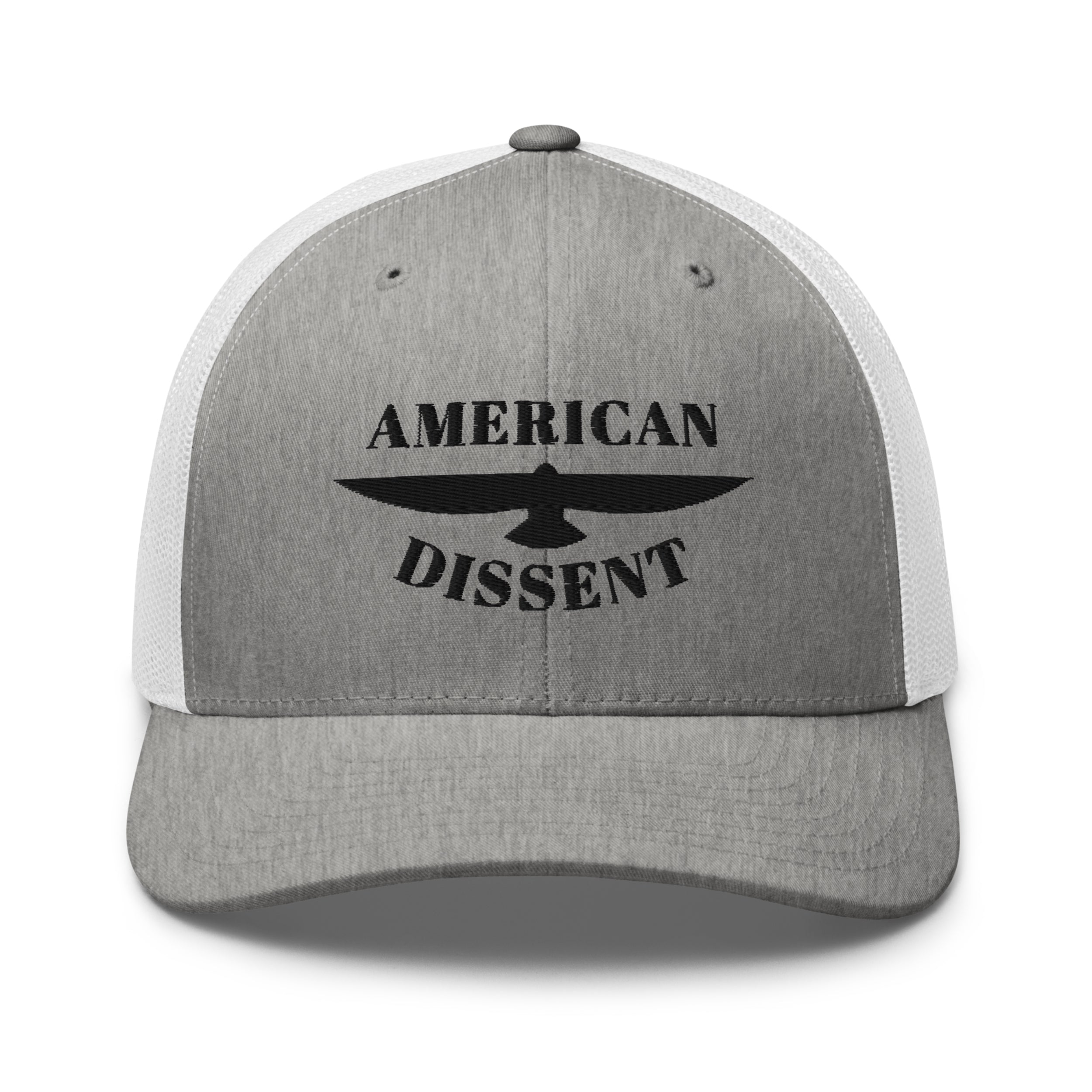 Retro Trucker Hat – “American Dissent” Embroidered | Patriotic Statement Cap | Vintage Mesh Back Hat