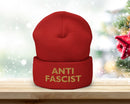 Antifascist Embroidered Beanie – Activist Winter Hat, Political Statement Knit Cap
