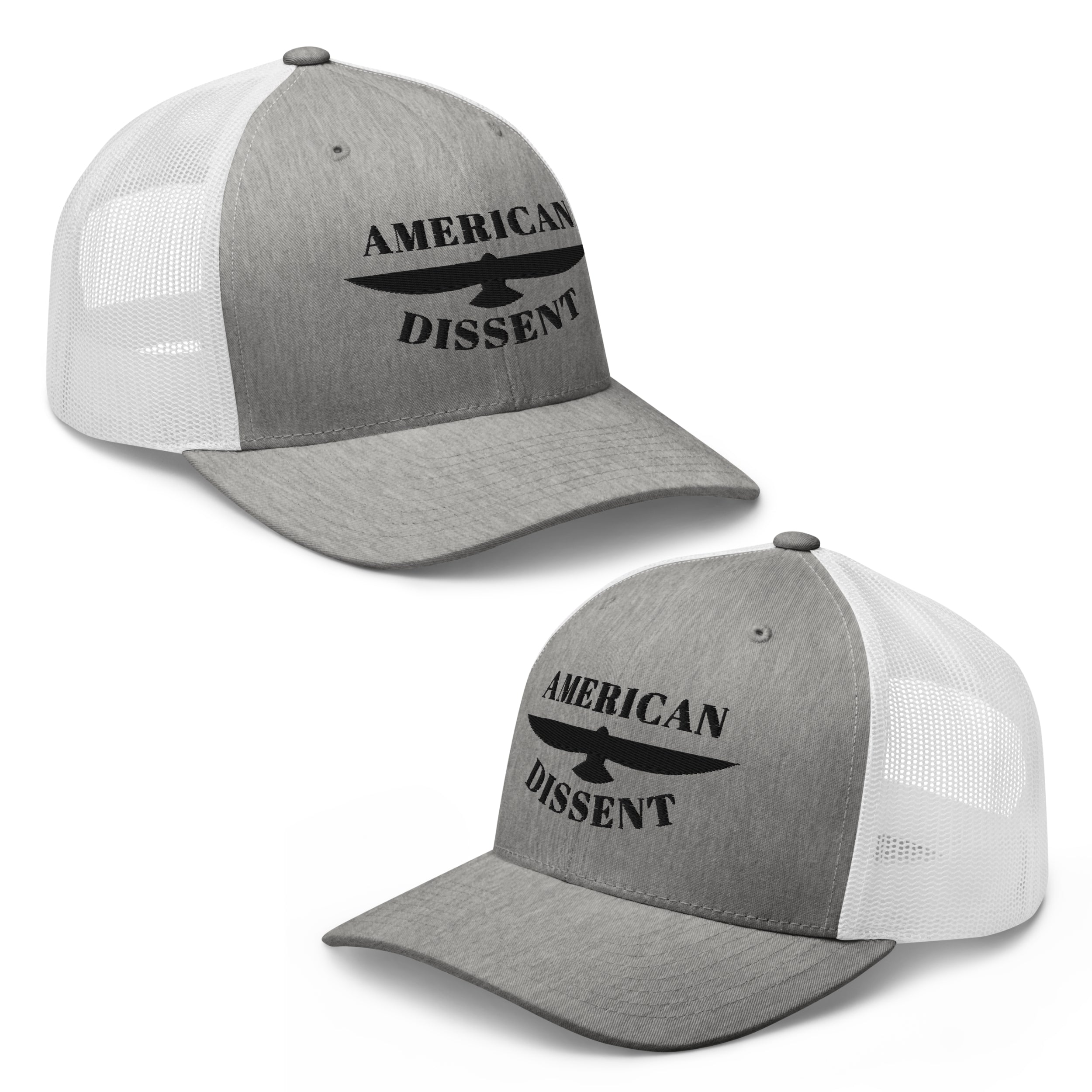 Retro Trucker Hat – “American Dissent” Embroidered | Patriotic Statement Cap | Vintage Mesh Back Hat