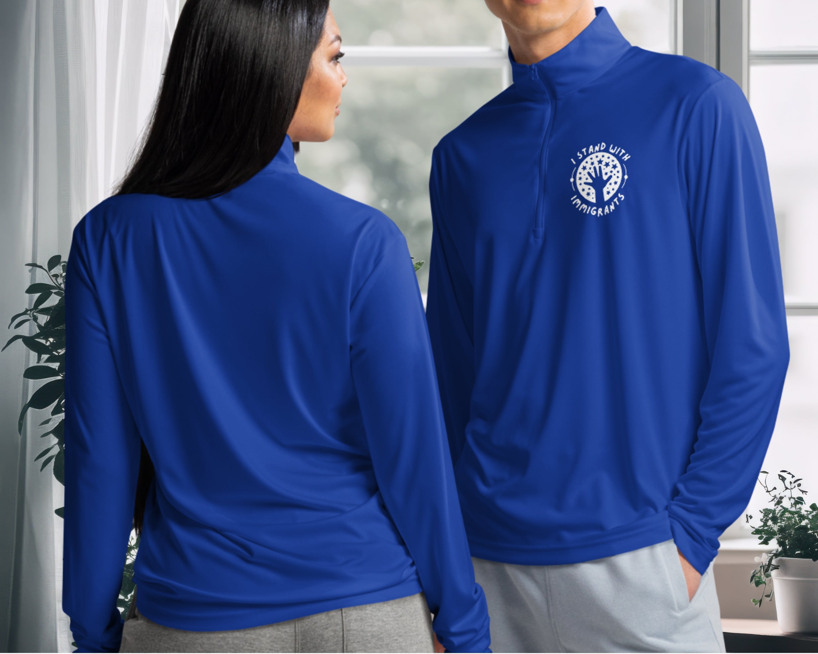 I Stand With Immigrants Lightweight Quarter Zip Pullover – Pro‑Immigrant Activist Apparel, Social Justice Sweatshirt, Equality Clothing, Progressive Gift