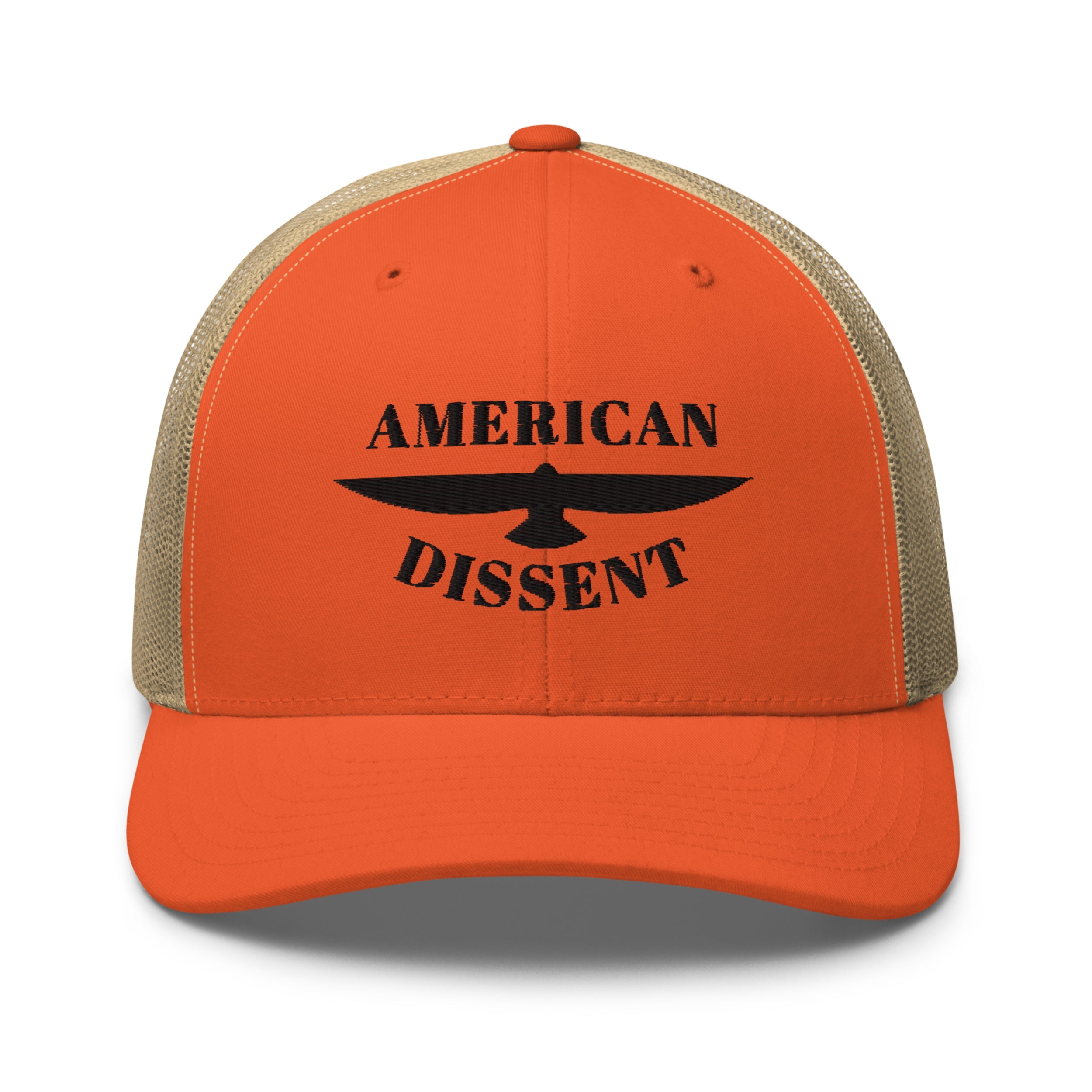 Retro Trucker Hat – “American Dissent” Embroidered | Patriotic Statement Cap | Vintage Mesh Back Hat