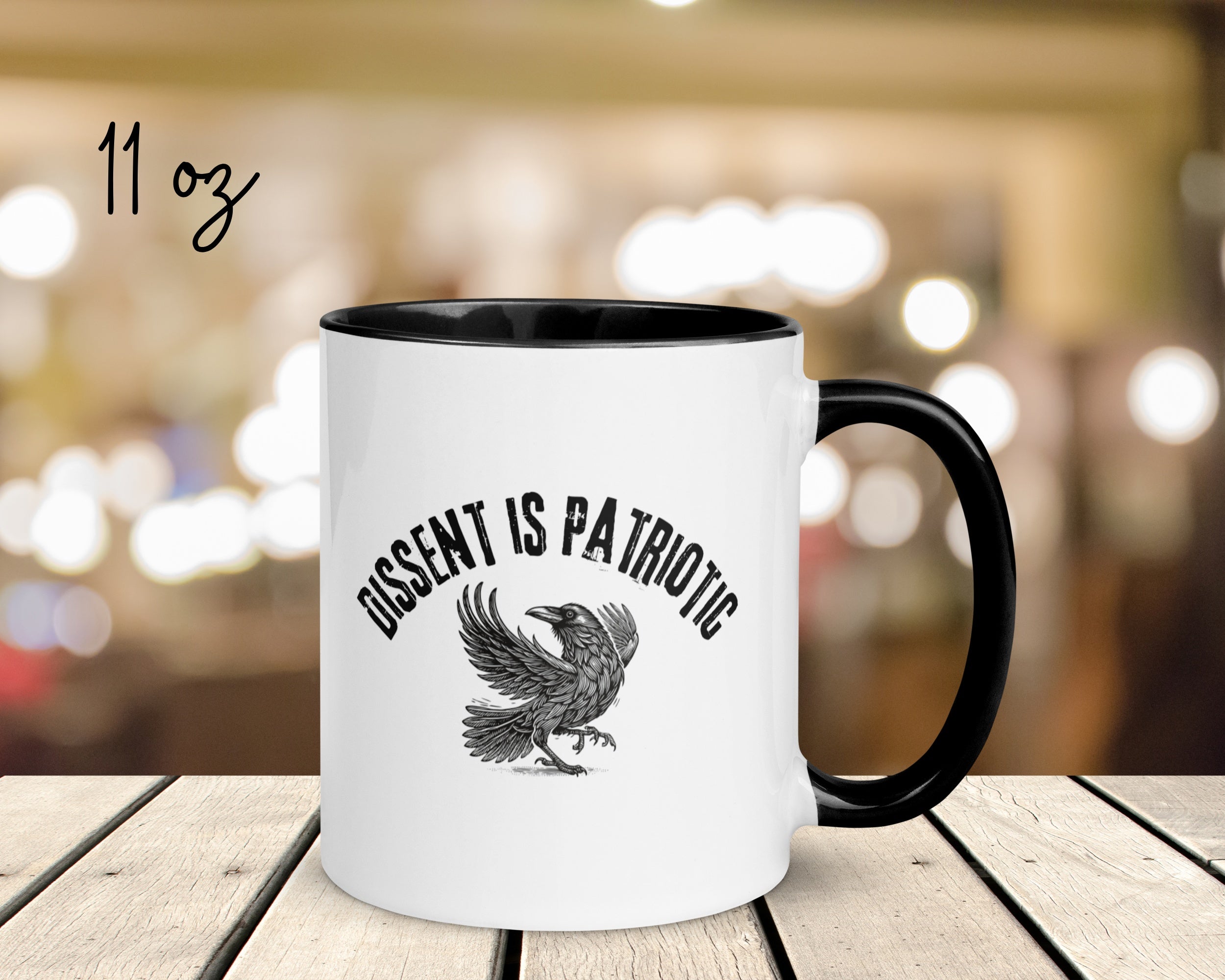 Dissent Is Patriotic Mug – Black Crow Graphic | Unisex Protest Drinkware | Activist Gift