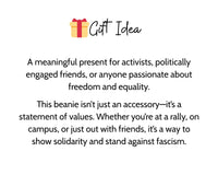 Antifascist Embroidered Beanie – Activist Winter Hat, Political Statement Knit Cap