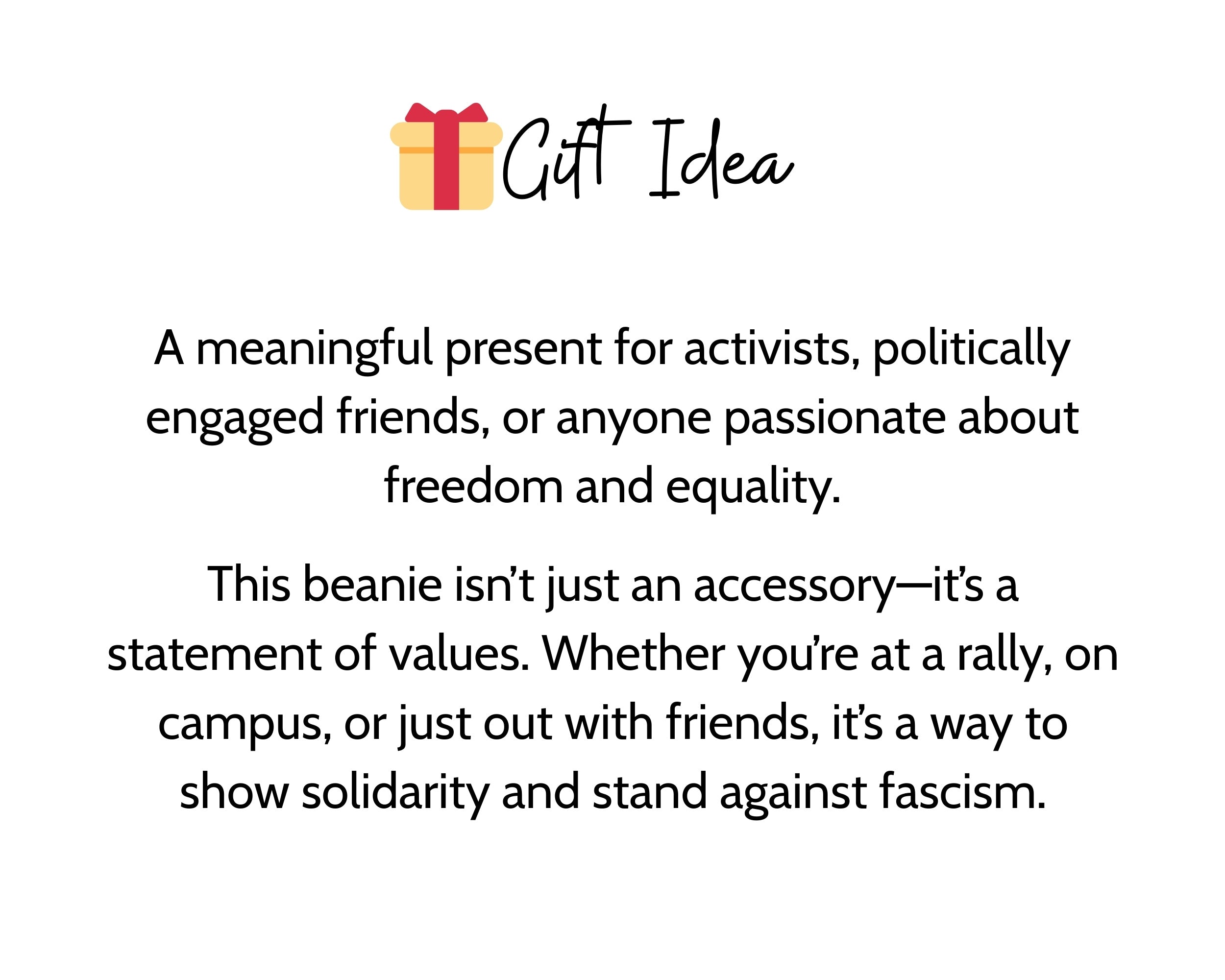 Antifascist Embroidered Beanie – Activist Winter Hat, Political Statement Knit Cap