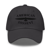 Classic Dad Hat – “American Dissent” Embroidered Front + AD Icon Back | Patriotic Statement Cap | Minimalist Activist Hat