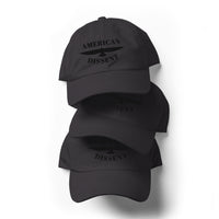 Classic Dad Hat – “American Dissent” Embroidered Front + AD Icon Back | Patriotic Statement Cap | Minimalist Activist Hat