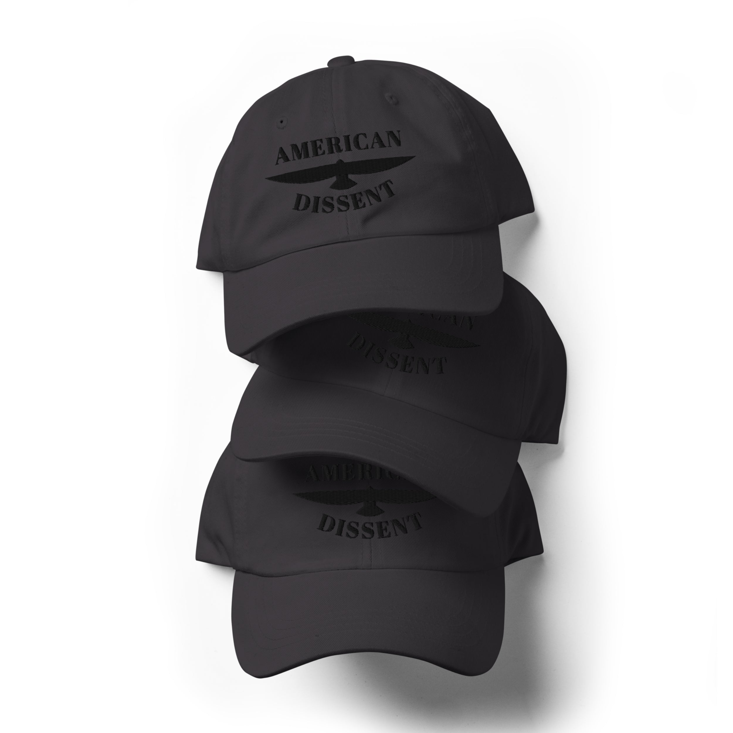 Classic Dad Hat – “American Dissent” Embroidered Front + AD Icon Back | Patriotic Statement Cap | Minimalist Activist Hat
