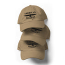 Classic Dad Hat – “American Dissent” Embroidered Front + AD Icon Back | Patriotic Statement Cap | Minimalist Activist Hat
