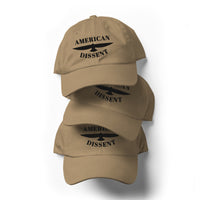 Classic Dad Hat – “American Dissent” Embroidered Front + AD Icon Back | Patriotic Statement Cap | Minimalist Activist Hat