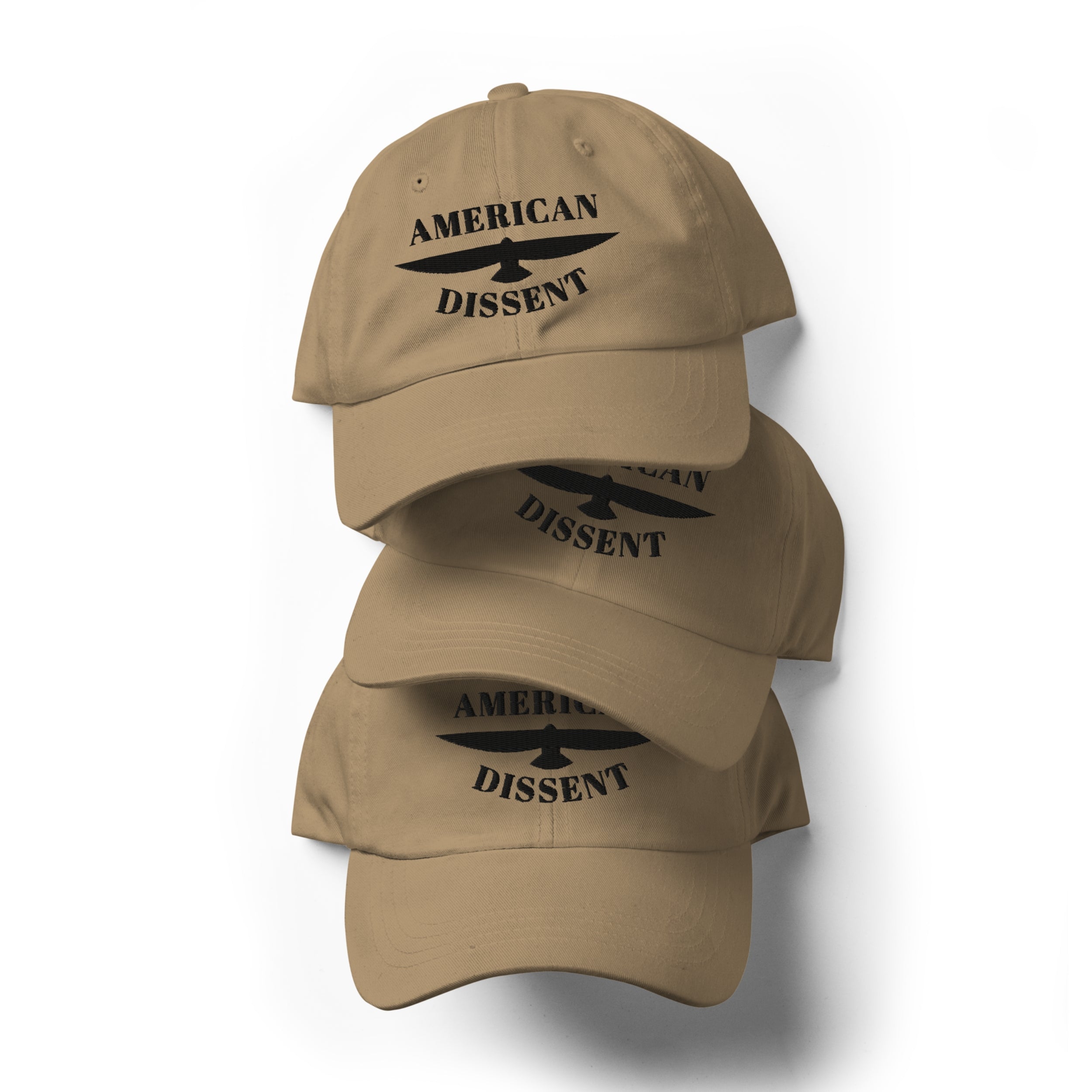 Classic Dad Hat – “American Dissent” Embroidered Front + AD Icon Back | Patriotic Statement Cap | Minimalist Activist Hat