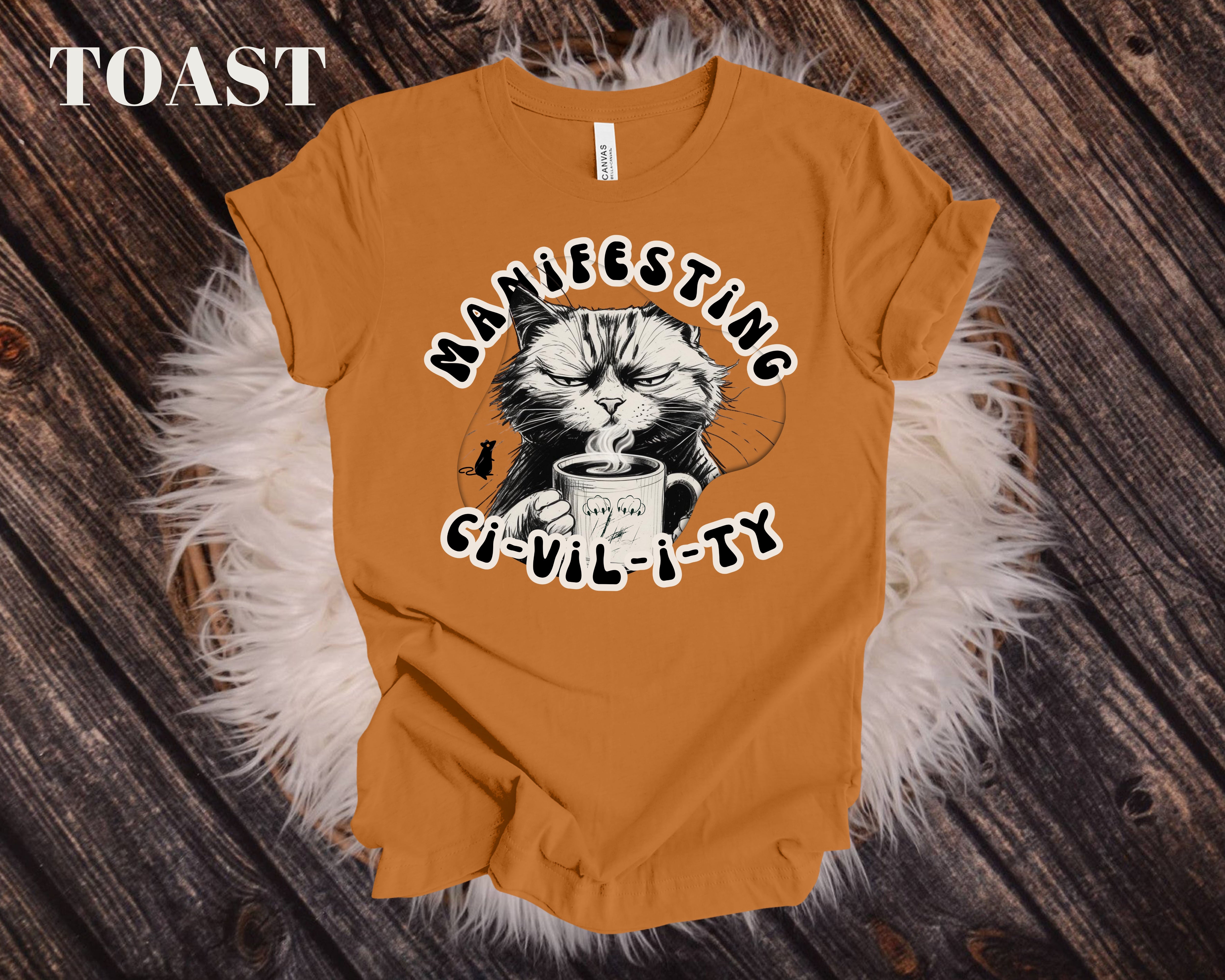 Funny Cat Mom Tee for Coffee Lovers - Sarcastic Liberal Shirt with Hilarious Quote