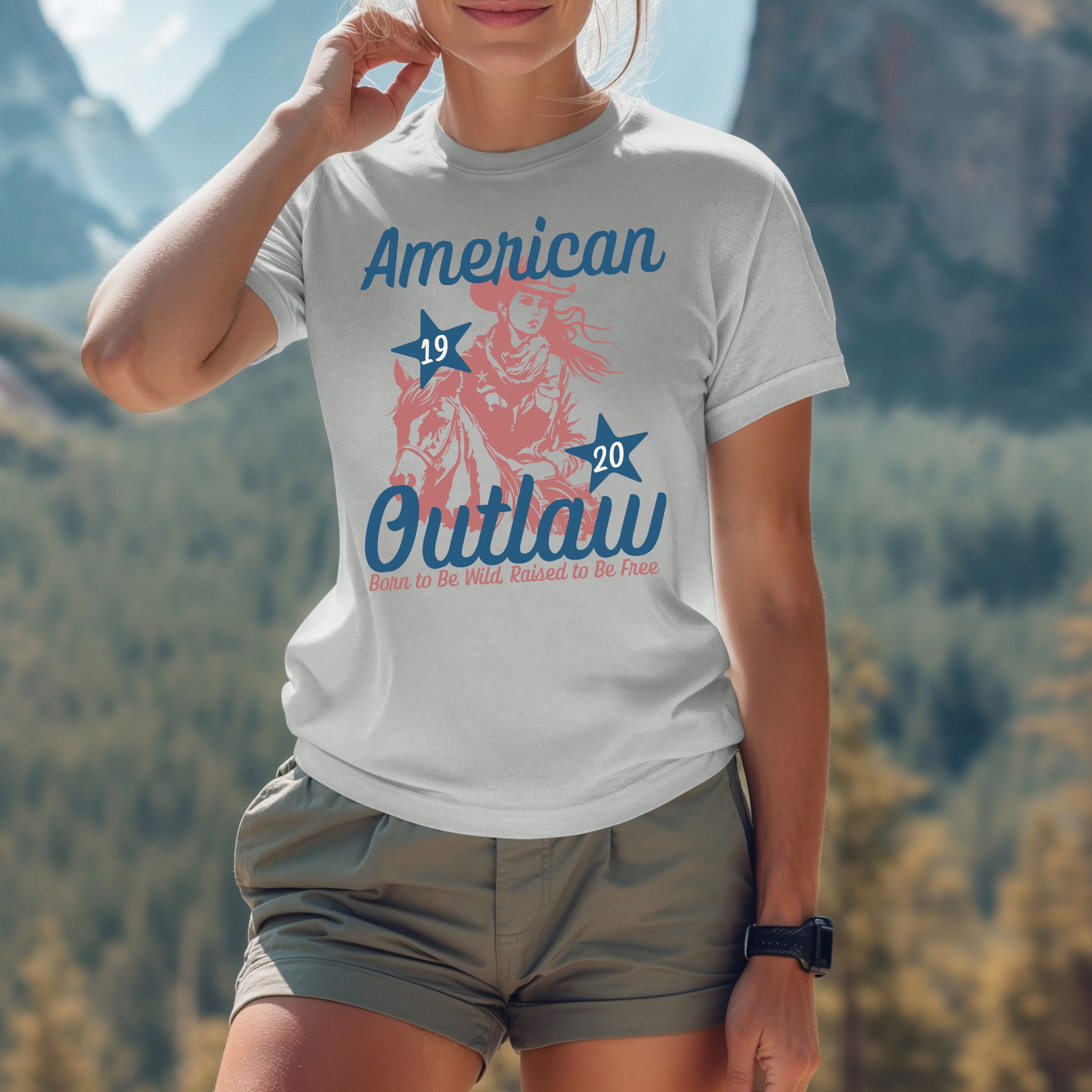 Country Western Cowgirl Tee for Patriotic Women - Outlaw America Shirt