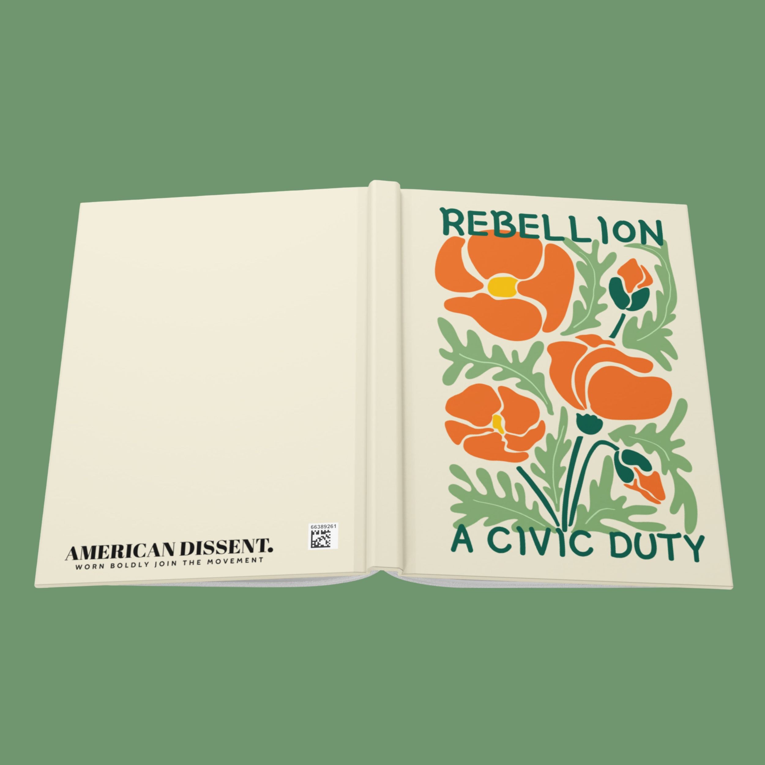 Hardcover Floral Journal – “Rebellion: A Civic Duty” | Inspirational Notebook | Aesthetic Writing Journal | Daily Planner | Gift for Writers & Creatives