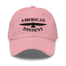 Classic Dad Hat – “American Dissent” Embroidered Front + AD Icon Back | Patriotic Statement Cap | Minimalist Activist Hat