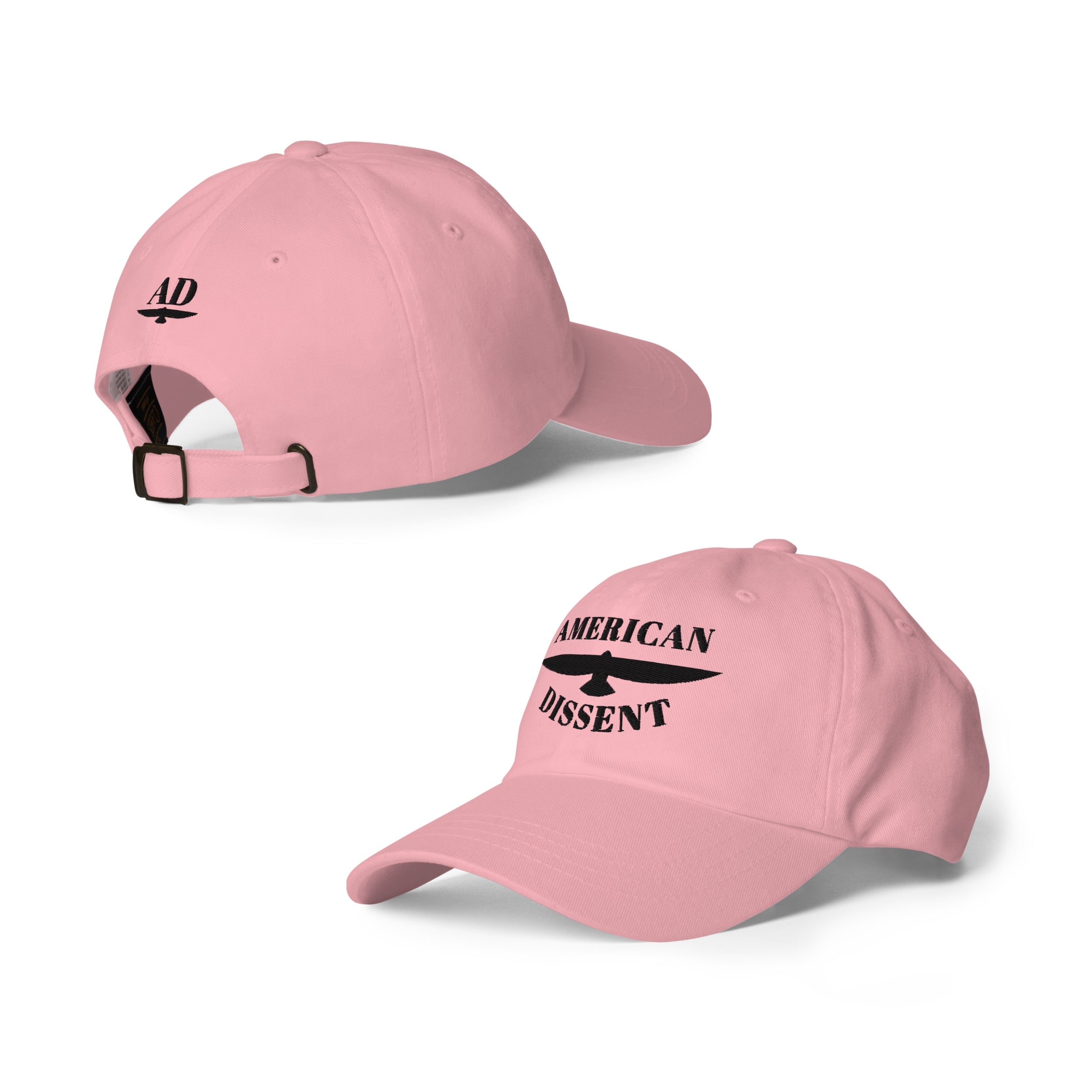 Classic Dad Hat – “American Dissent” Embroidered Front + AD Icon Back | Patriotic Statement Cap | Minimalist Activist Hat