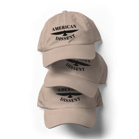 Classic Dad Hat – “American Dissent” Embroidered Front + AD Icon Back | Patriotic Statement Cap | Minimalist Activist Hat
