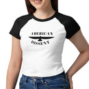 American Dissent Women’s Baby Tee | Bella + Canvas Micro Rib Raglan | Fitted Graphic Statement Top