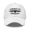 Classic Dad Hat – “American Dissent” Embroidered Front + AD Icon Back | Patriotic Statement Cap | Minimalist Activist Hat