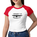 American Dissent Women’s Baby Tee | Bella + Canvas Micro Rib Raglan | Fitted Graphic Statement Top