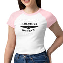 American Dissent Women’s Baby Tee | Bella + Canvas Micro Rib Raglan | Fitted Graphic Statement Top