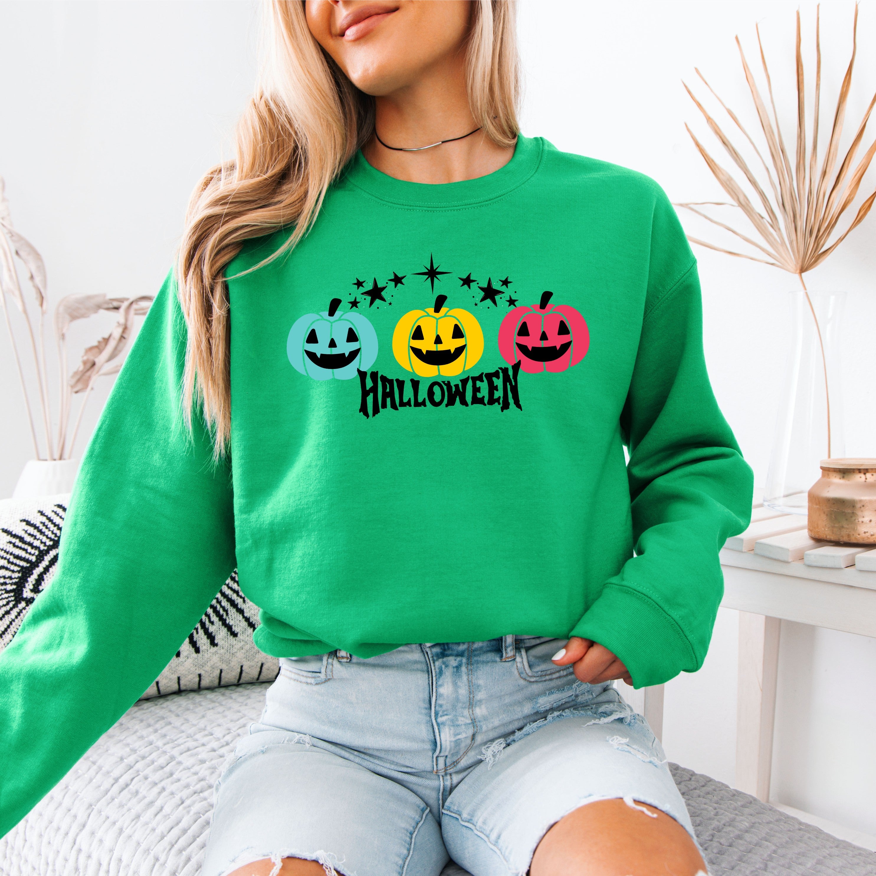Fun Halloween Shirt - Pumpkin Design Sweatshirt for October Festivities