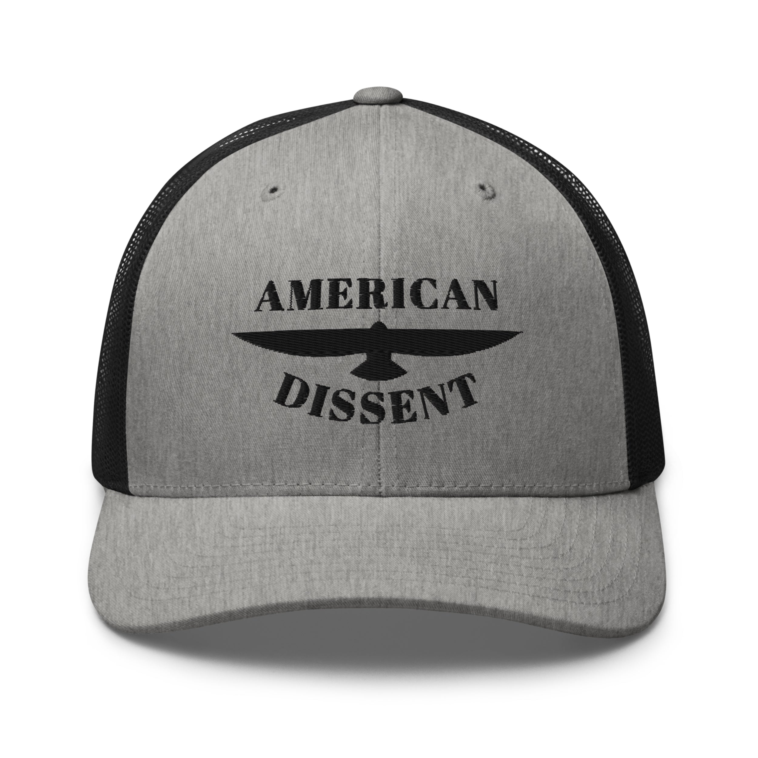 Retro Trucker Hat – “American Dissent” Embroidered | Patriotic Statement Cap | Vintage Mesh Back Hat