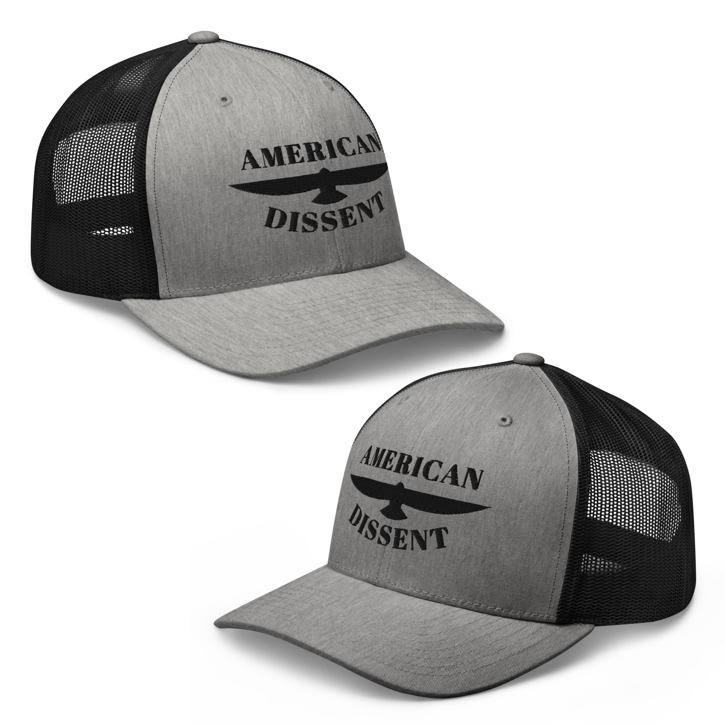Retro Trucker Hat – “American Dissent” Embroidered | Patriotic Statement Cap | Vintage Mesh Back Hat