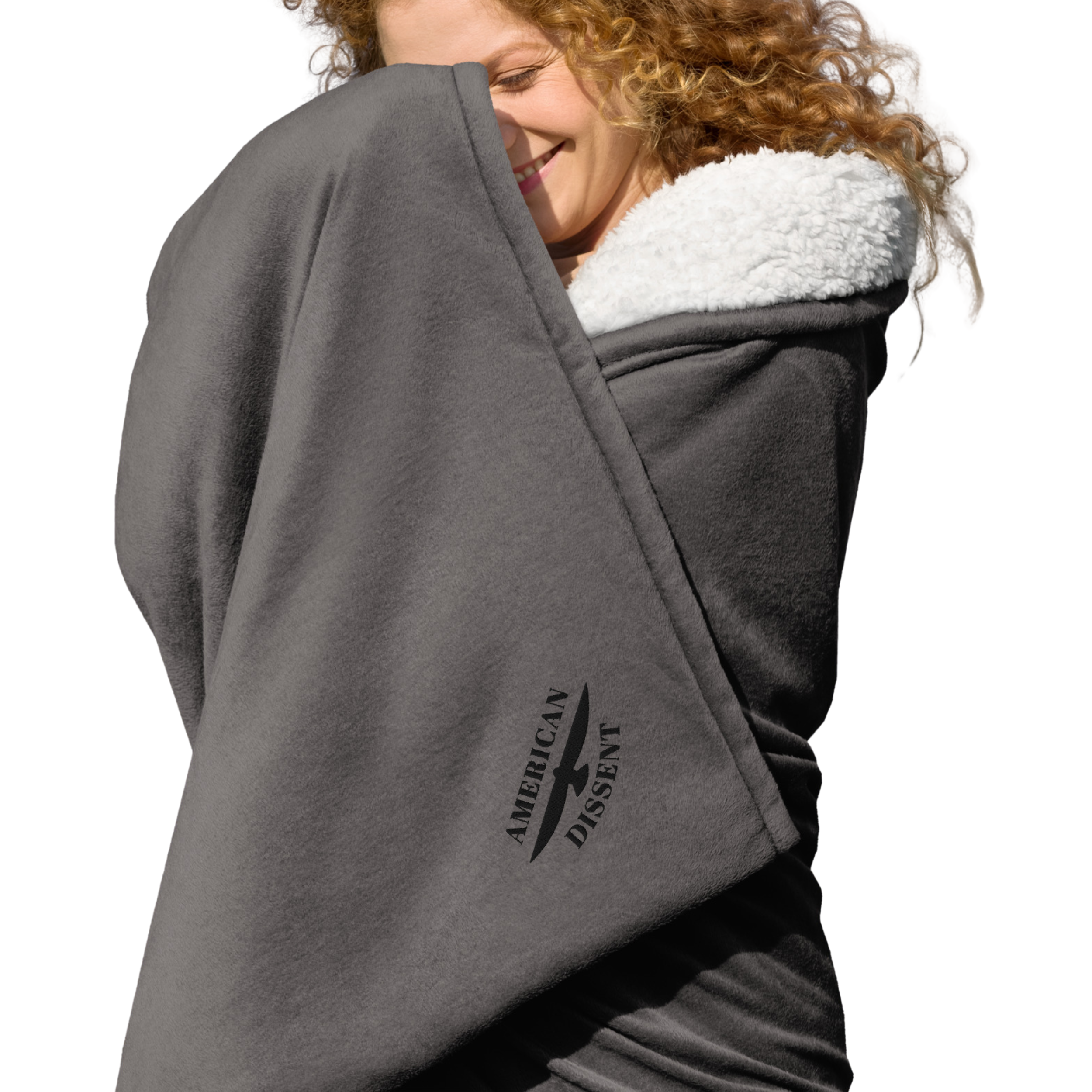 American Dissent Embroidered Premium Sherpa Blanket – Ultra‑Soft Patriotic Activist Throw | Free Speech Home Décor | Political Gift for Activists & Independent Thinkers