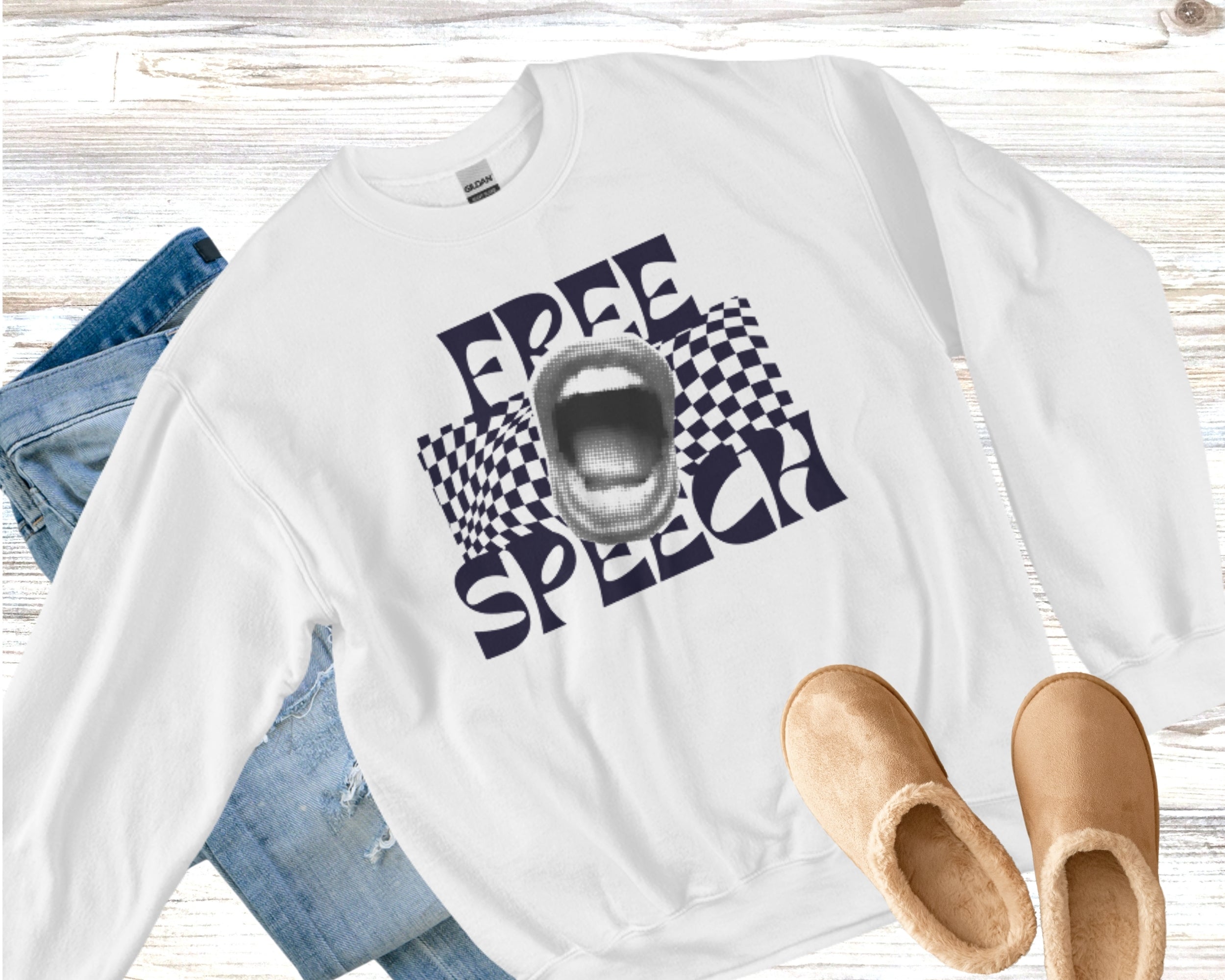 Retro "Free Speech" Sweatshirt – Bold Graphic Pullover, Unisex Streetwear Sweatshirt