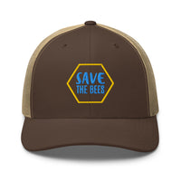 Save the Bees Embroidered Trucker Snapback Hat - Bee Lover Gift
