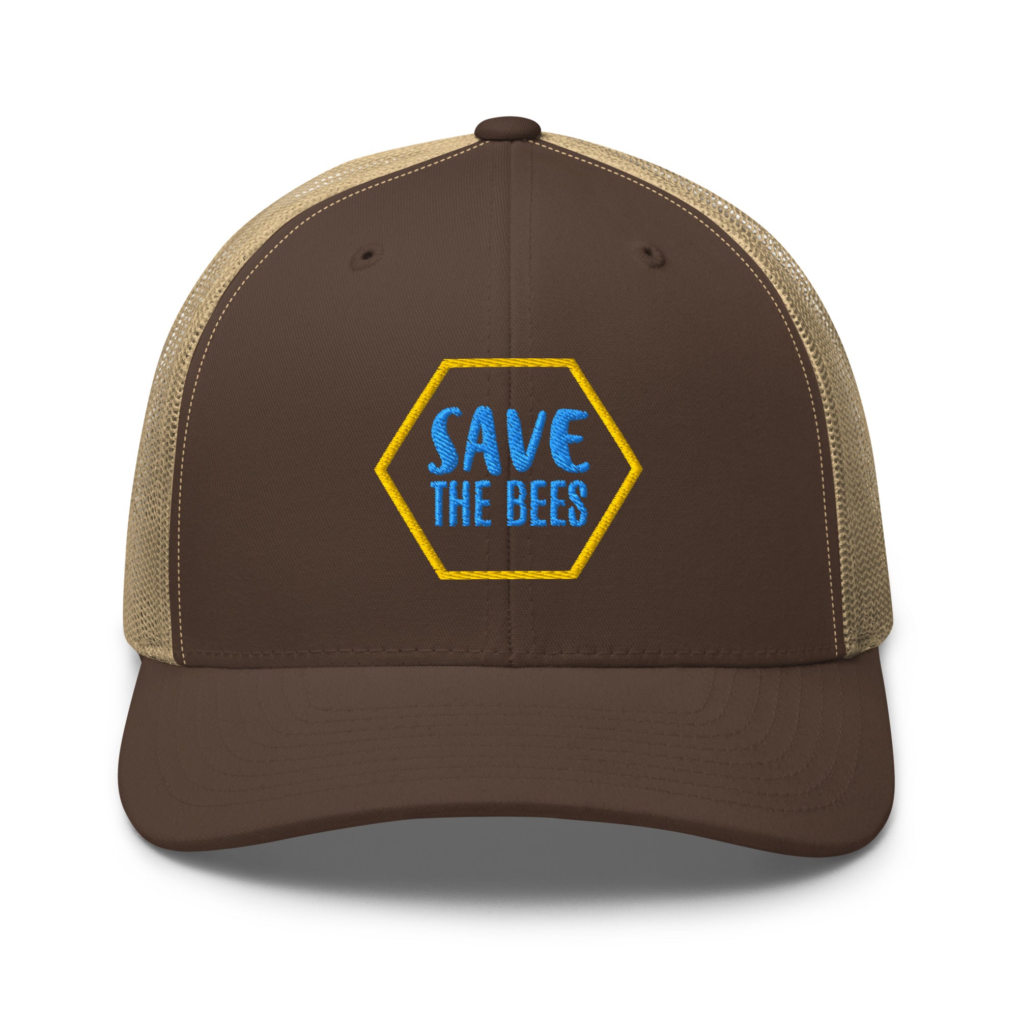 Save the Bees Embroidered Trucker Snapback Hat - Bee Lover Gift