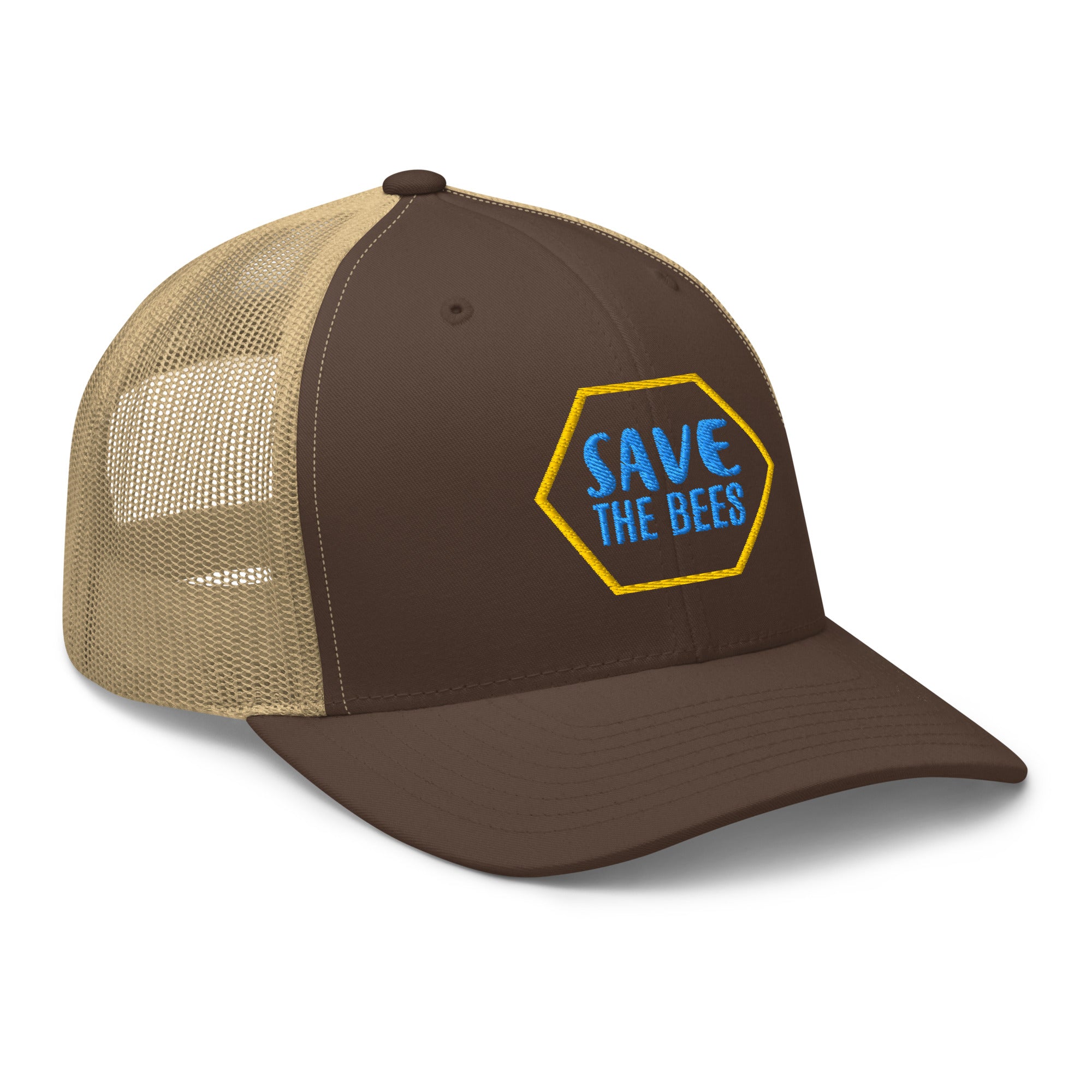 Save the Bees Embroidered Trucker Snapback Hat - Bee Lover Gift