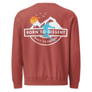 Born to Dissent Ski Graphic Sweatshirt – Activist Streetwear for Rebels, Unisex garment-dyed fleece crewneck sweatshirt